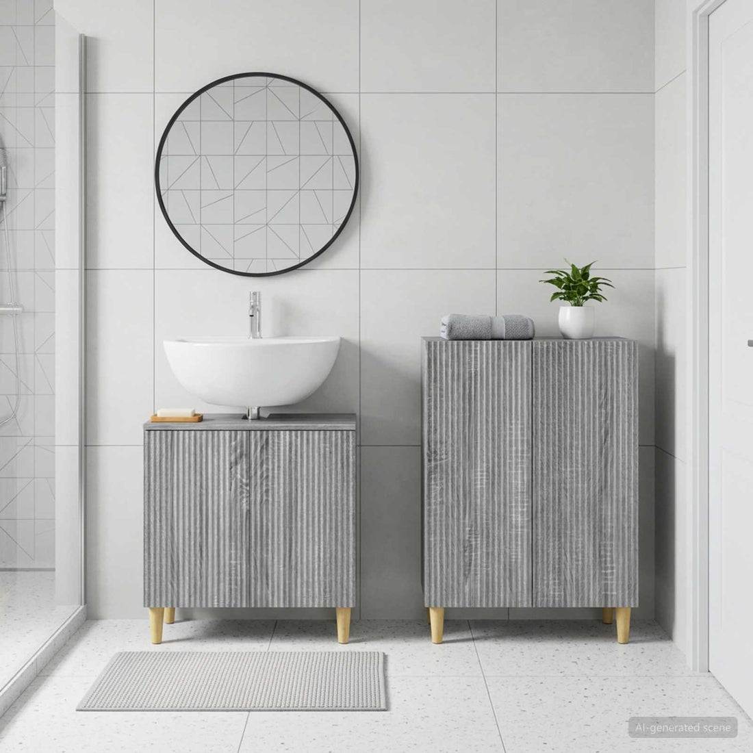 vidaXL Juego de gabinete de baño de 2 piezas ARNHEM Sonoma gris
