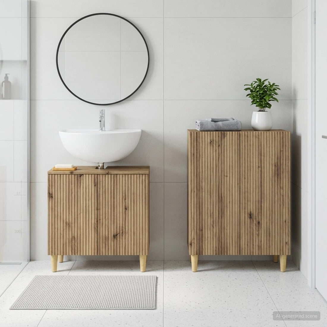 vidaXL Juego de gabinete de baño de 2 piezas ARNHEM Roble artisan