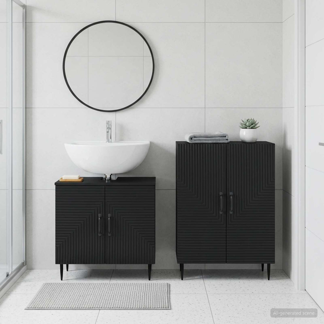 vidaXL Juego de gabinete de baño de 2 piezas HAARLEM Negro