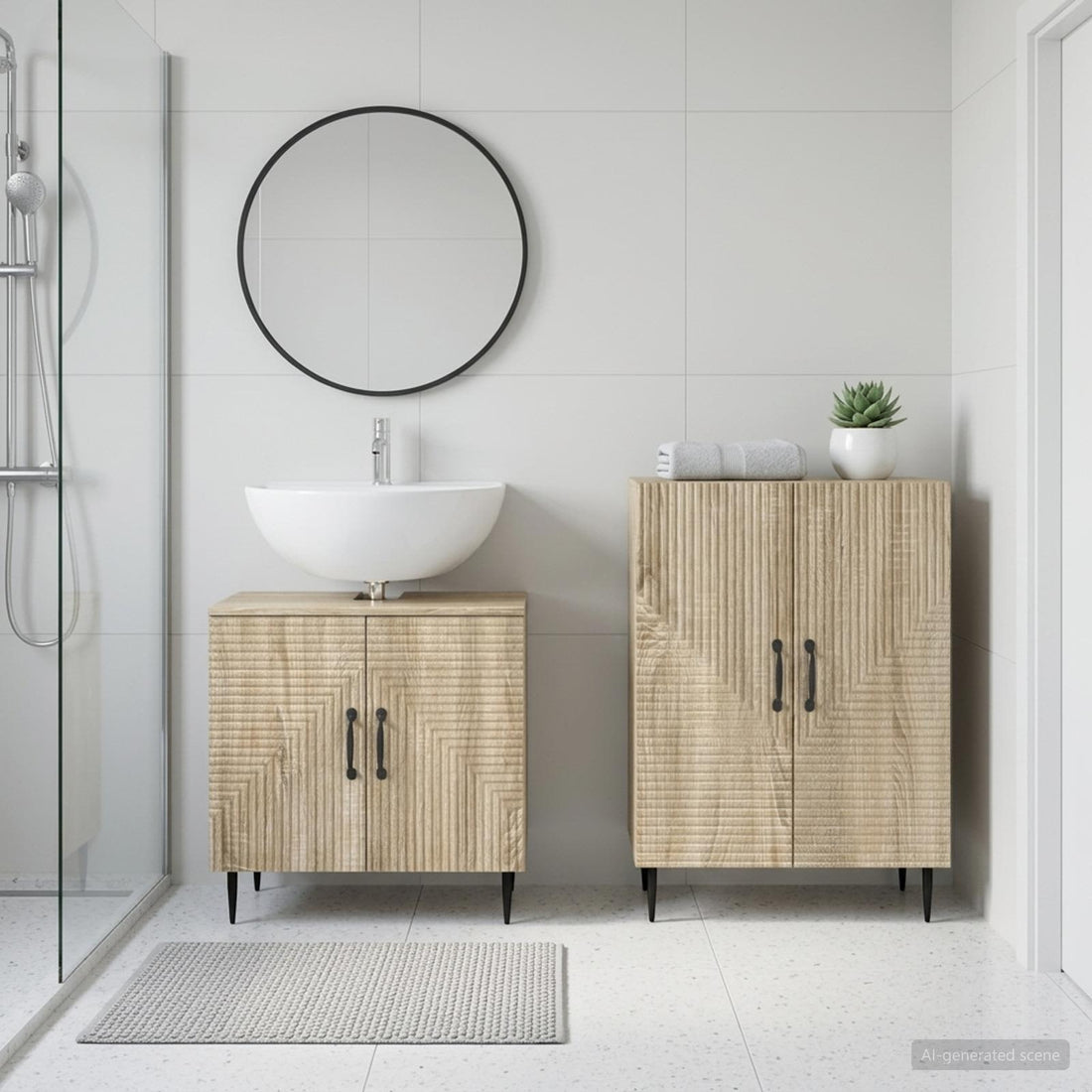vidaXL Juego de gabinete de baño de 2 piezas HAARLEM Roble Sonoma
