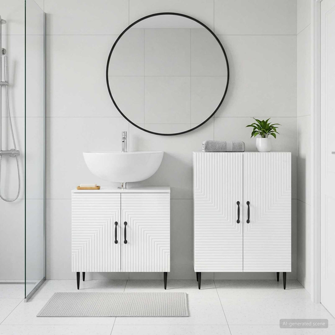 vidaXL Juego de gabinete de baño de 2 piezas HAARLEM Blanco Brillante