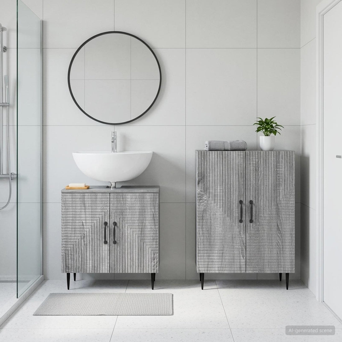 vidaXL Juego de gabinete de baño de 2 piezas HAARLEM Sonoma gris