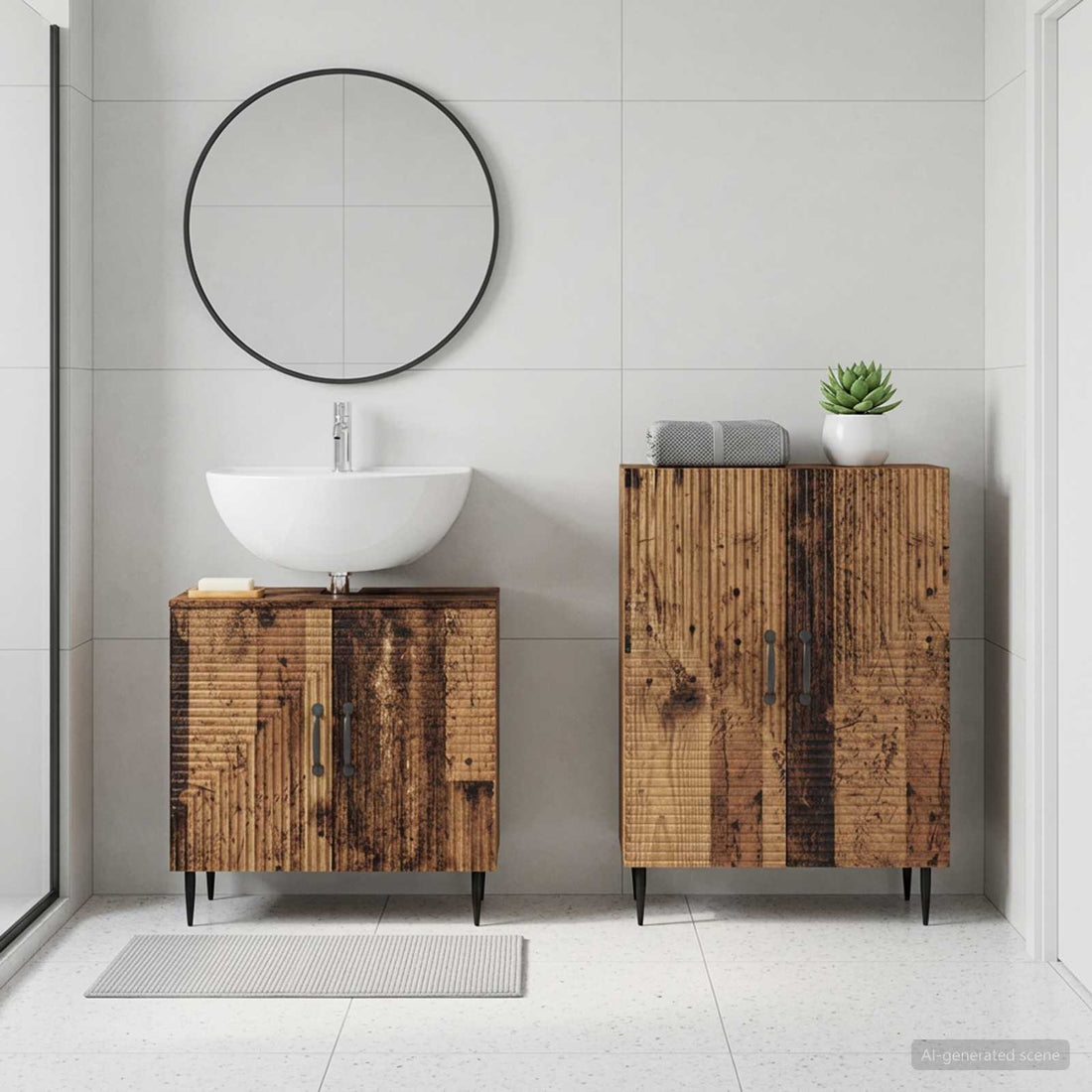 vidaXL Juego de gabinete de baño de 2 piezas HAARLEM Madera envejecida