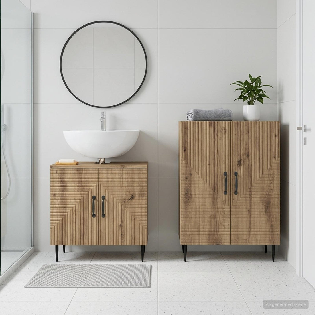 vidaXL Juego de gabinete de baño de 2 piezas HAARLEM Roble artisan