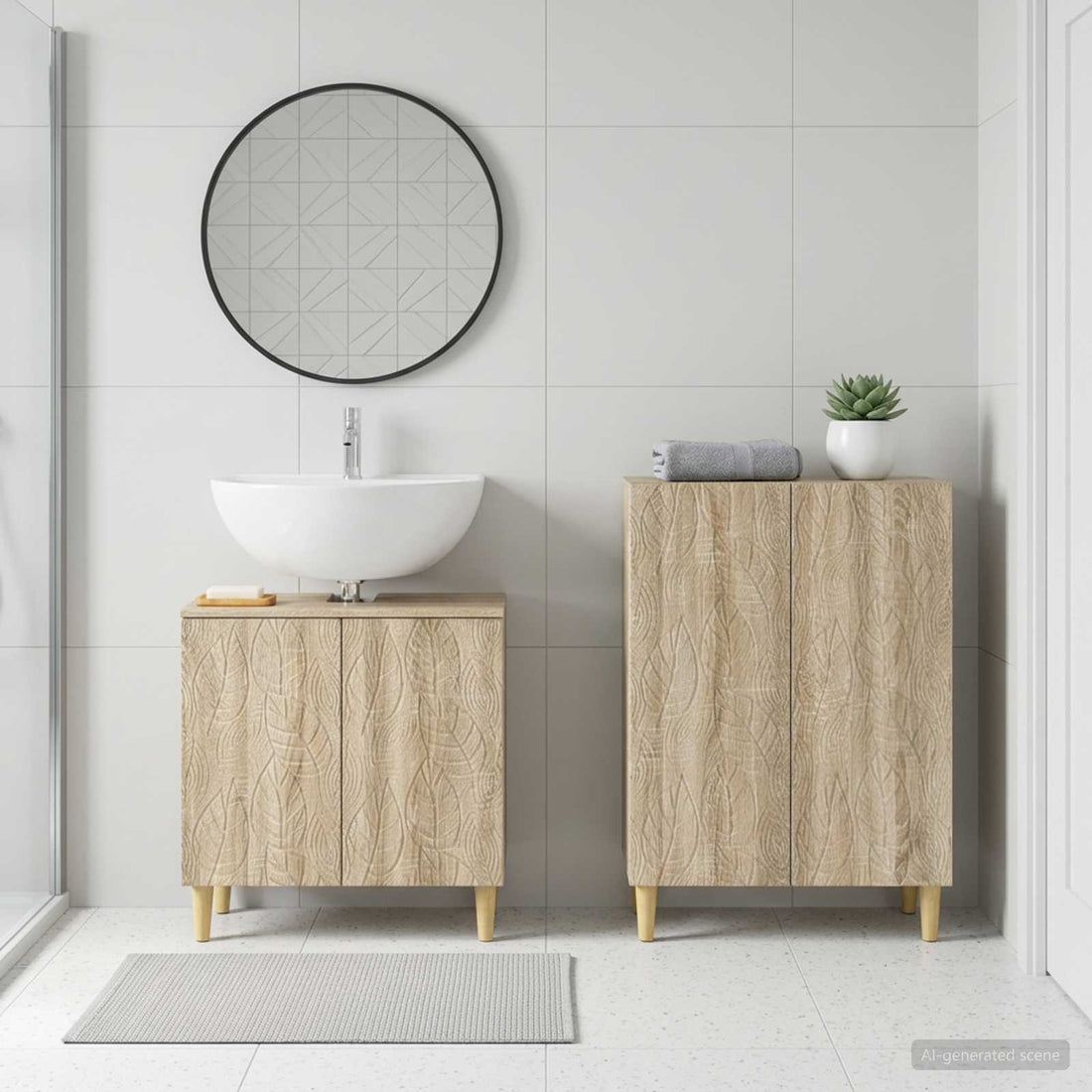 vidaXL Juego de gabinete de baño de 2 piezas DELFT Roble Sonoma
