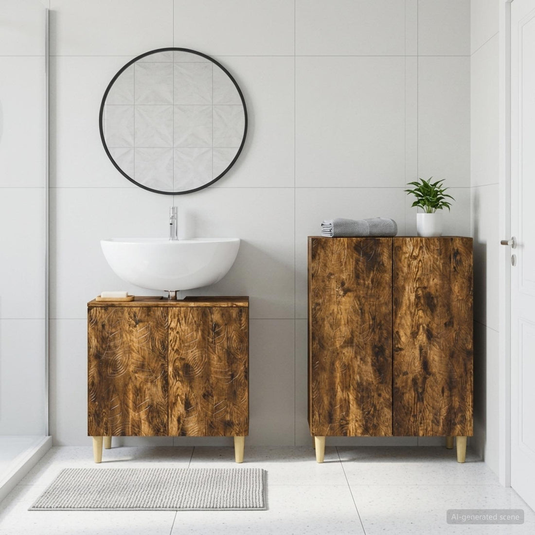 vidaXL Juego de gabinete de baño de 2 piezas DELFT Roble Ahumado