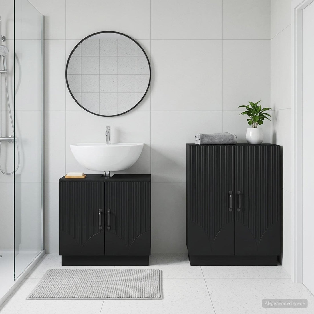 vidaXL Juego de gabinete de baño de 2 piezas HOORN Negro
