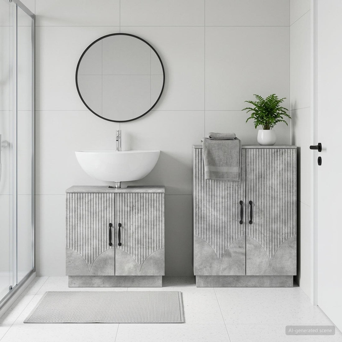 vidaXL Juego de gabinete de baño de 2 piezas HOORN Gris Hormigón