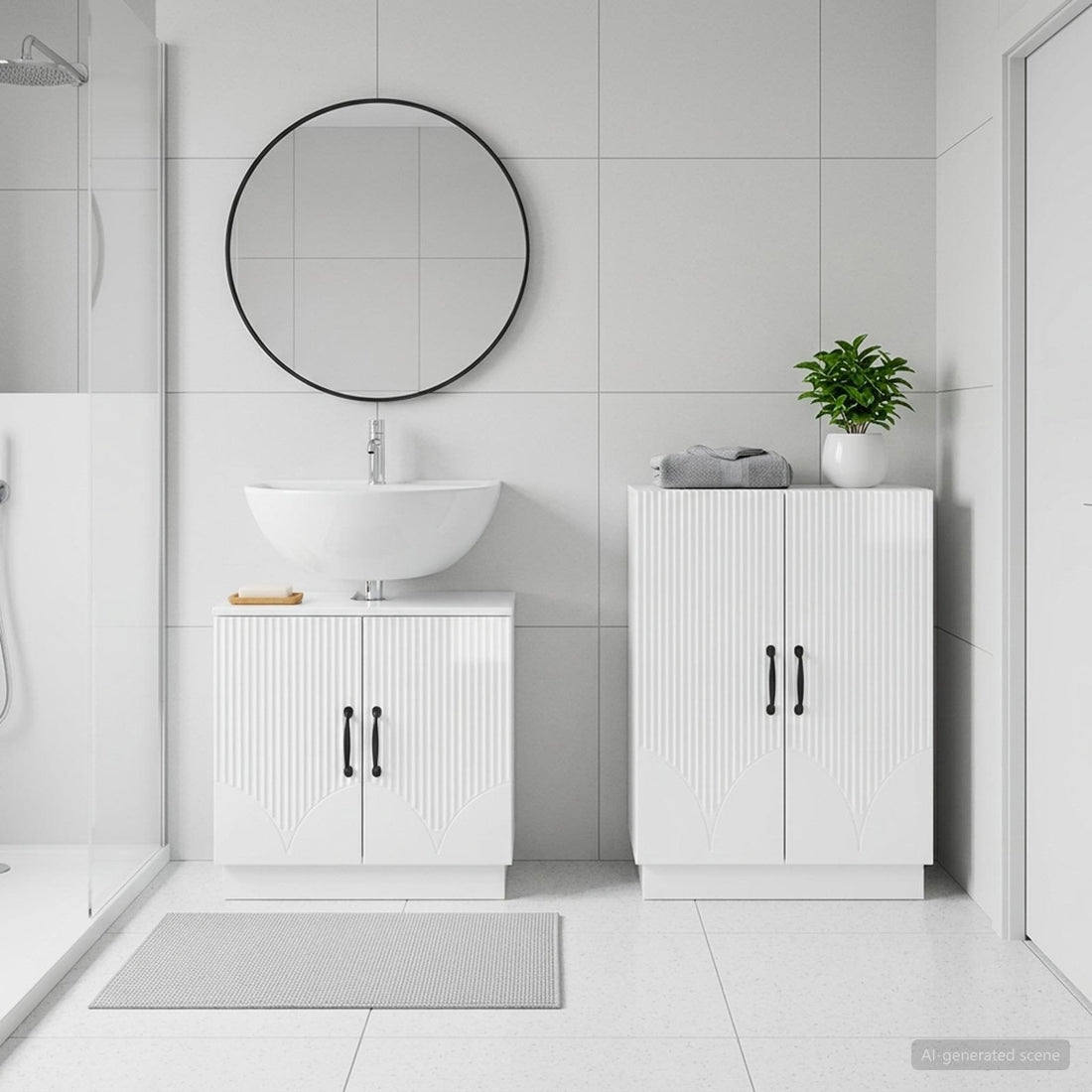 vidaXL Juego de gabinete de baño de 2 piezas HOORN Blanco Brillante