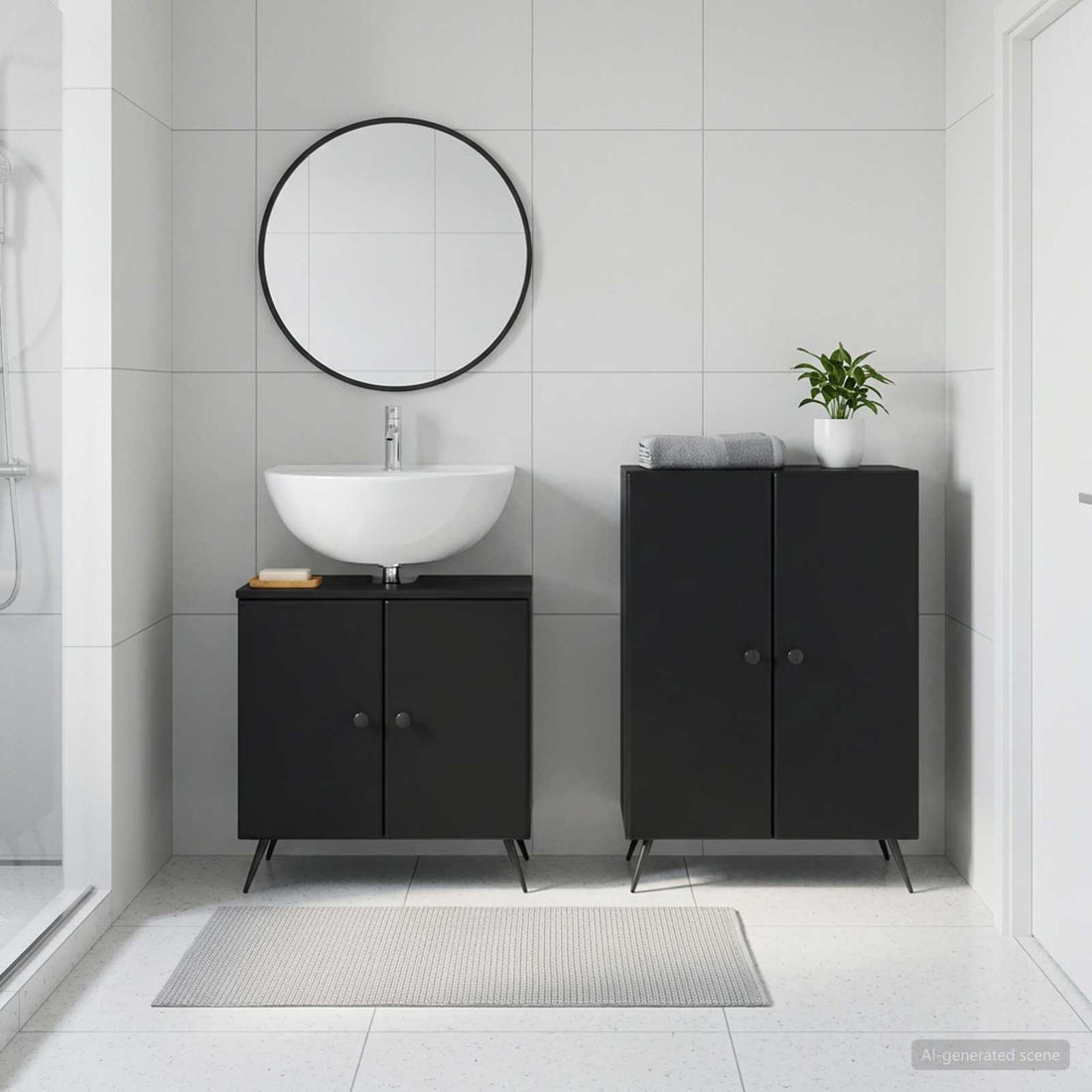 vidaXL Juego de gabinete de baño de 2 piezas BREDA Negro