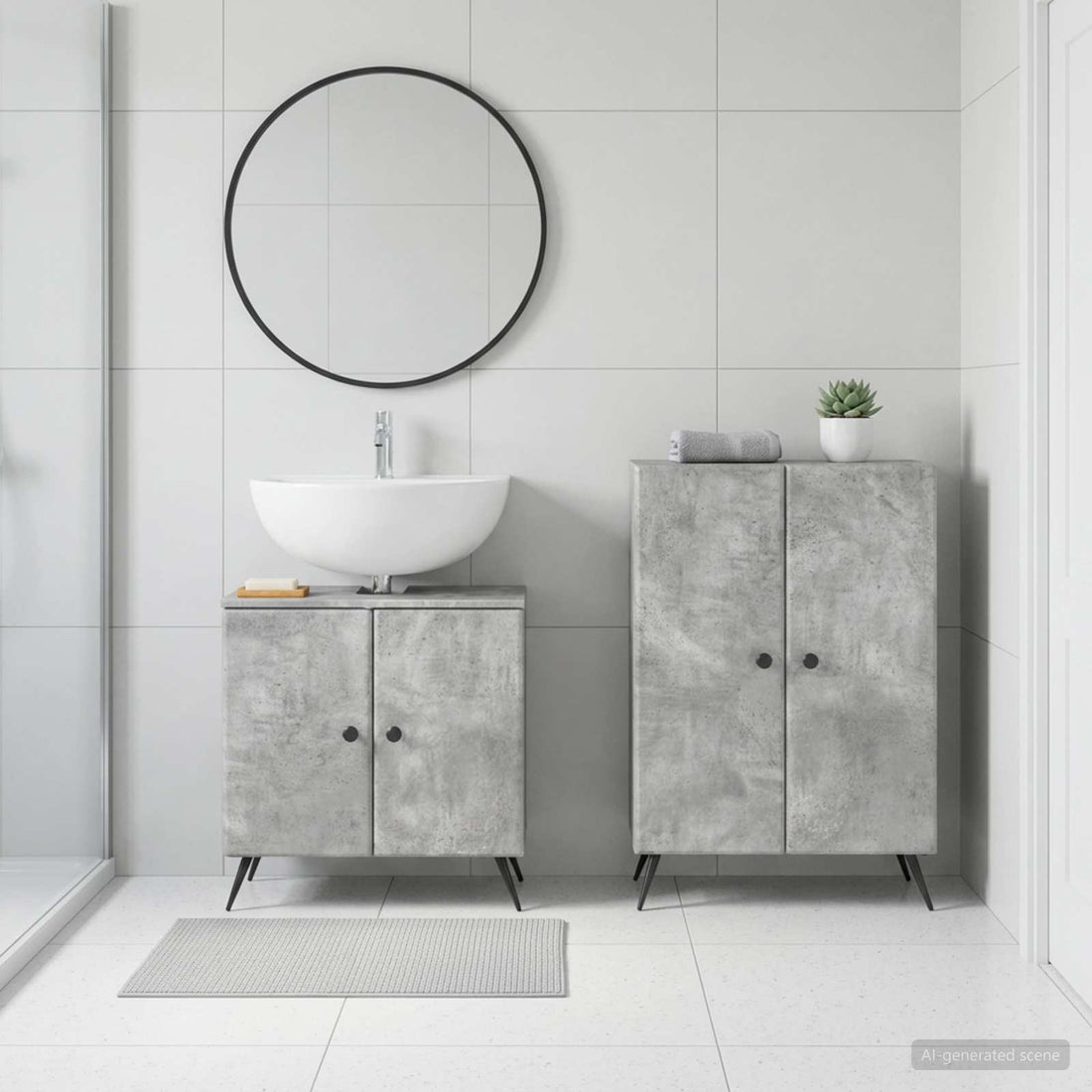 vidaXL Juego de gabinete de baño de 2 piezas BREDA Gris Hormigón