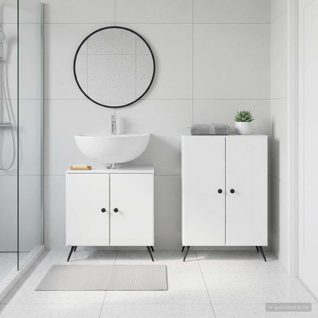 vidaXL Juego de gabinete de baño de 2 piezas BREDA Blanco Brillante