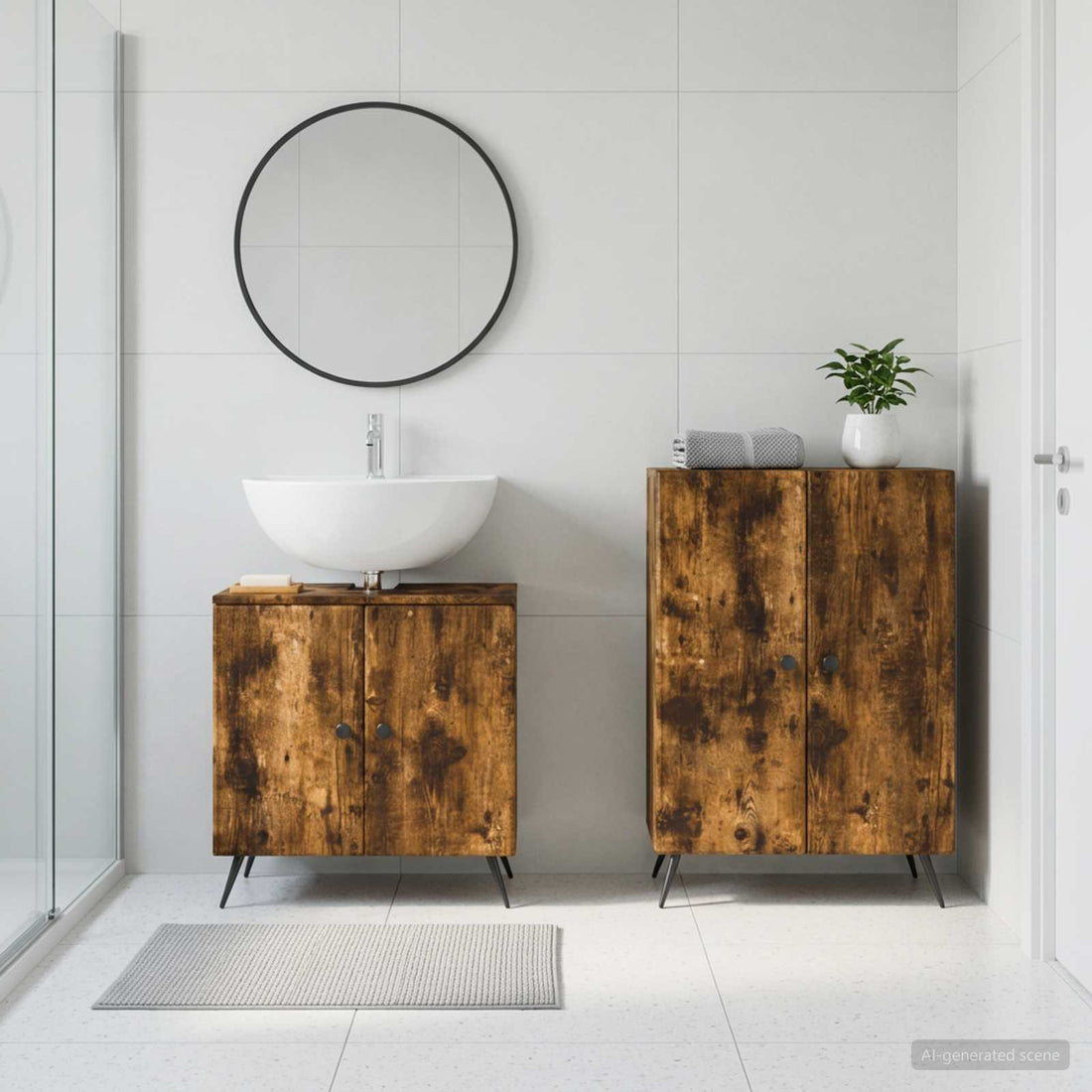 vidaXL Juego de gabinete de baño de 2 piezas BREDA Roble Ahumado