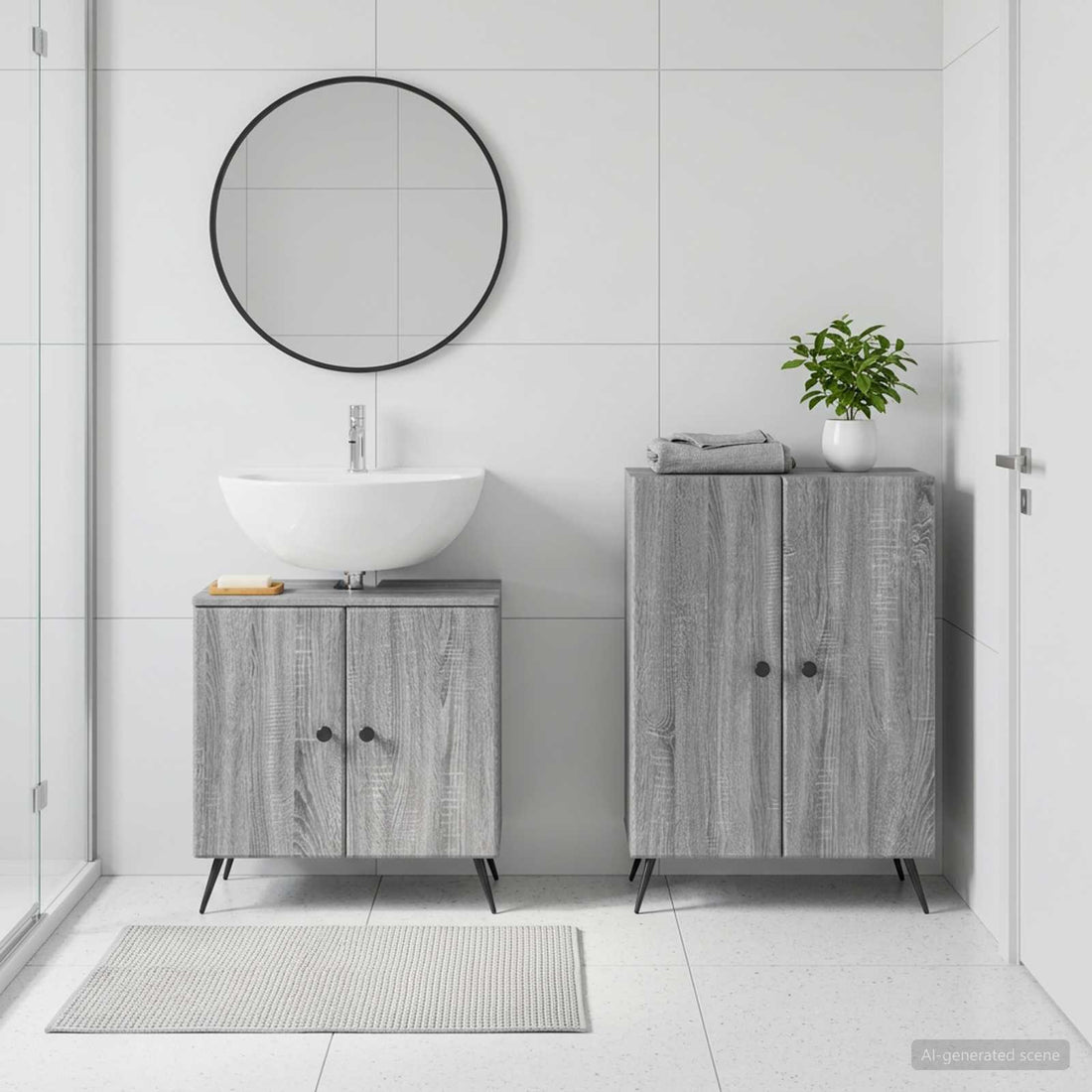 vidaXL Juego de gabinete de baño de 2 piezas BREDA Sonoma gris