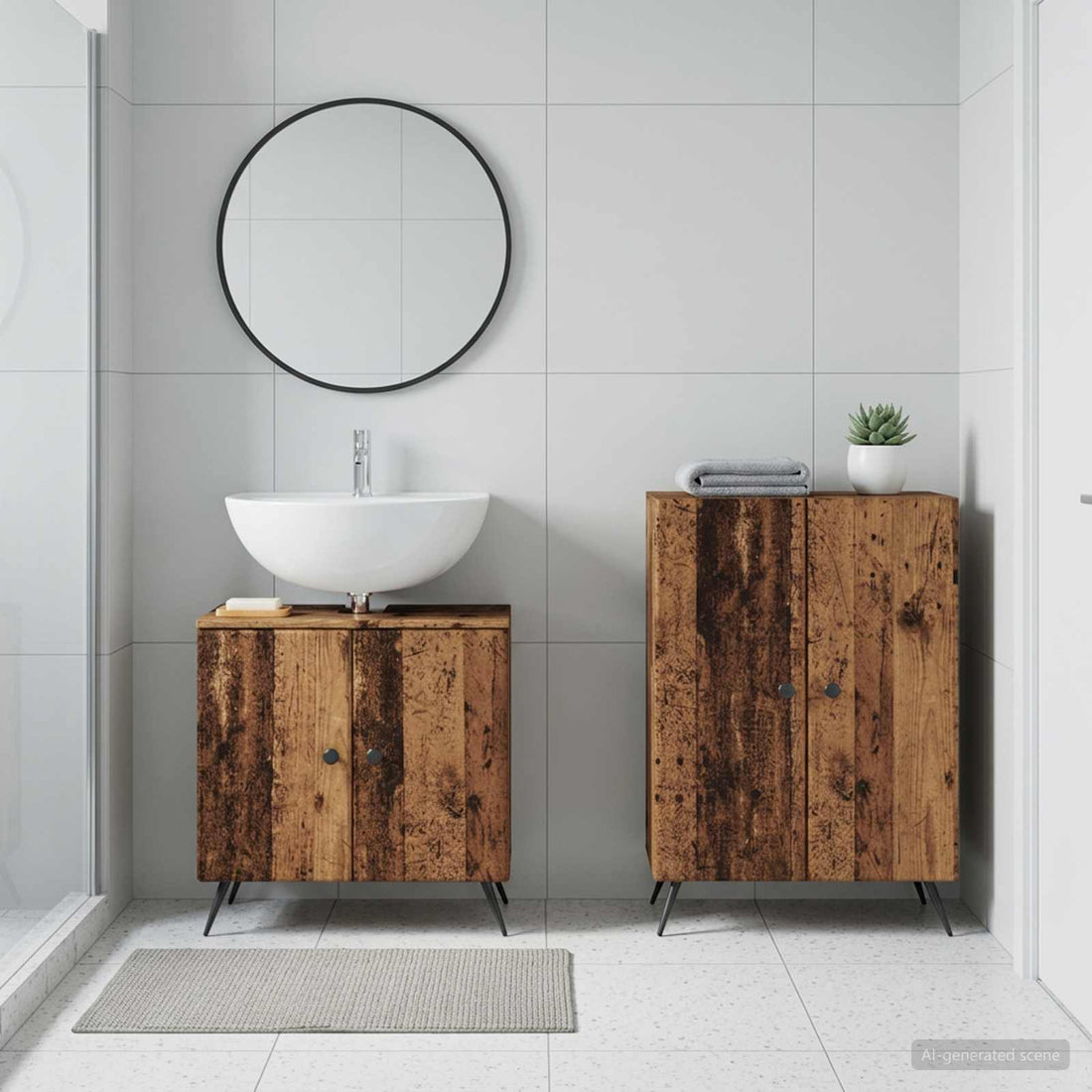 vidaXL Juego de gabinete de baño de 2 piezas BREDA Madera envejecida
