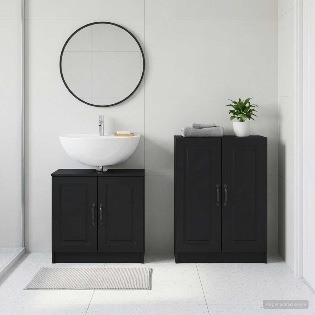 vidaXL Juego de gabinete de baño de 2 piezas UTRECHT Negro
