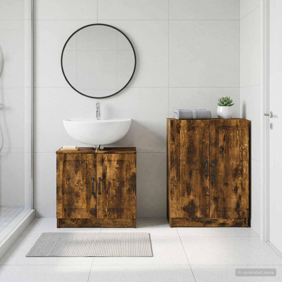 vidaXL Juego de gabinete de baño de 2 piezas UTRECHT Roble Ahumado