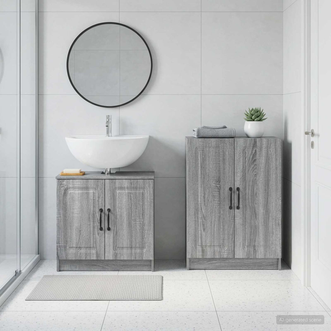 vidaXL Juego de gabinete de baño de 2 piezas UTRECHT Sonoma gris