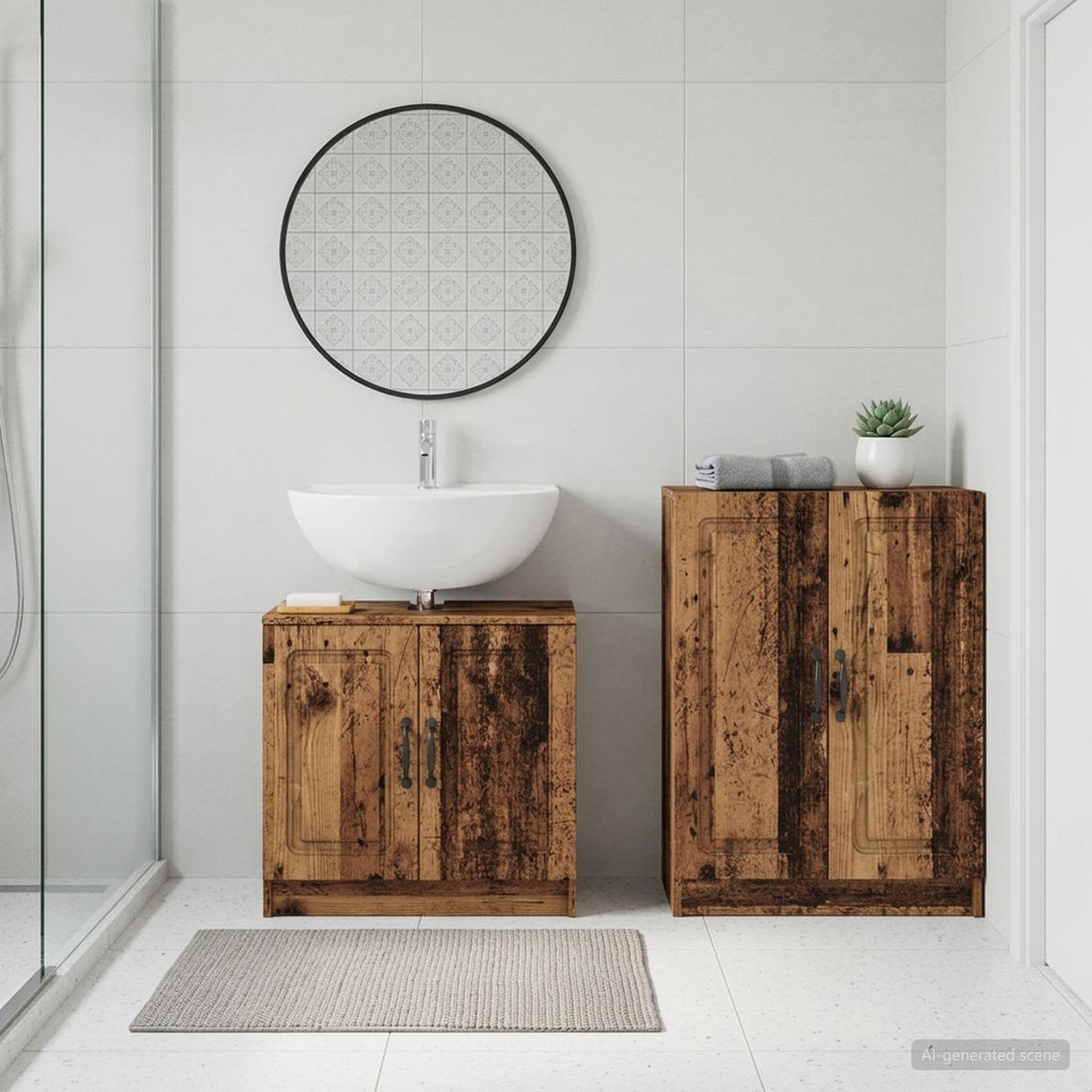 vidaXL Juego de gabinete de baño de 2 piezas UTRECHT Madera envejecida