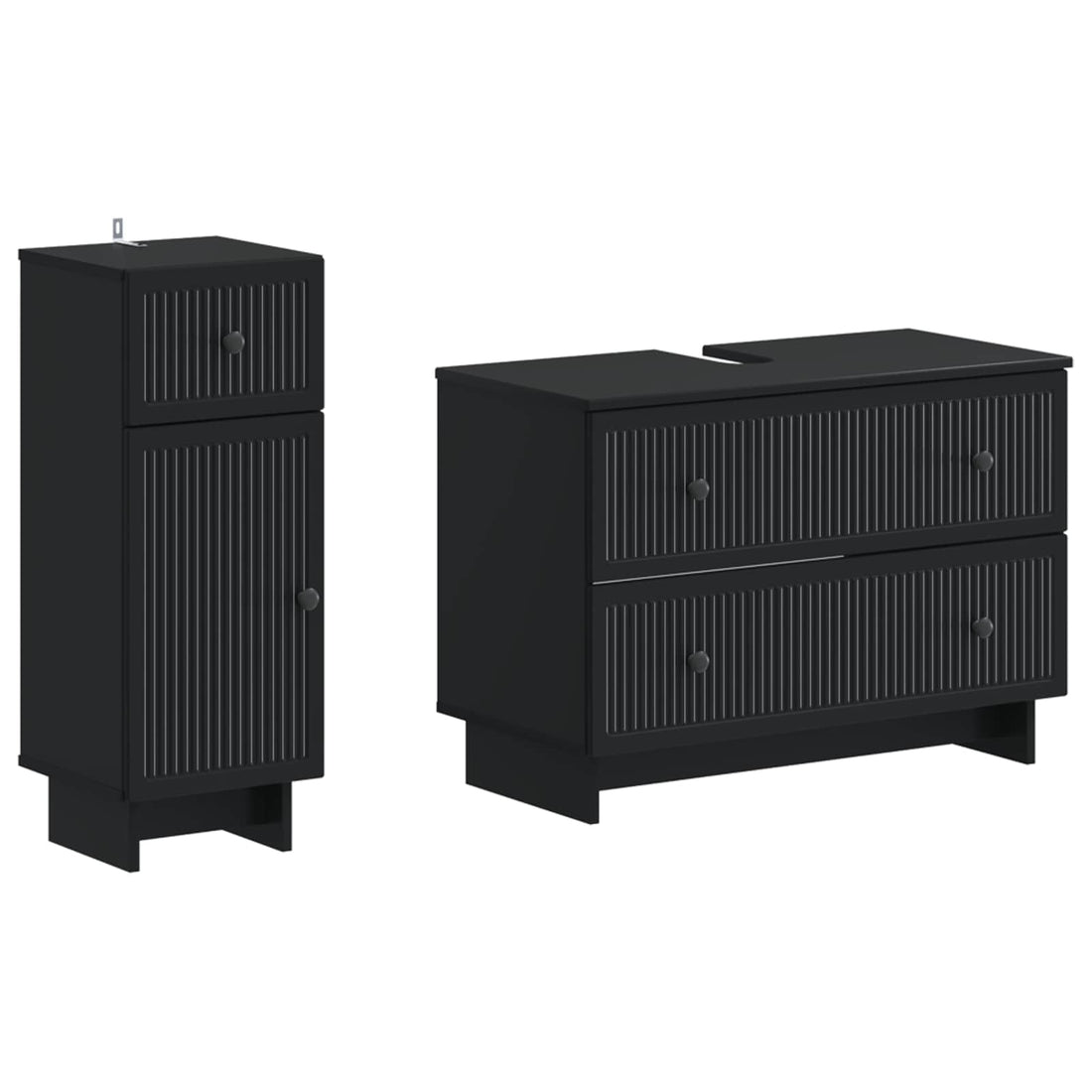 vidaXL Juego de gabinete de baño de 2 piezas EDE Negro