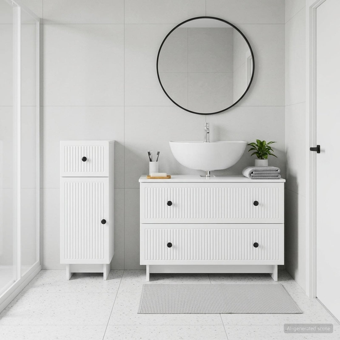 vidaXL Juego de gabinete de baño de 2 piezas EDE Blanco Brillante