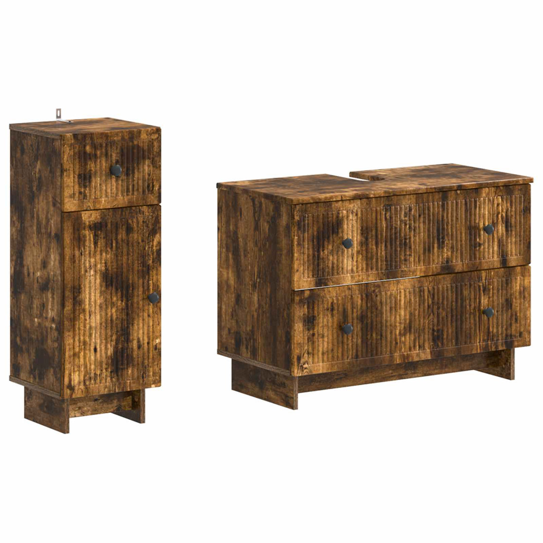 vidaXL Juego de gabinete de baño de 2 piezas EDE Roble Ahumado