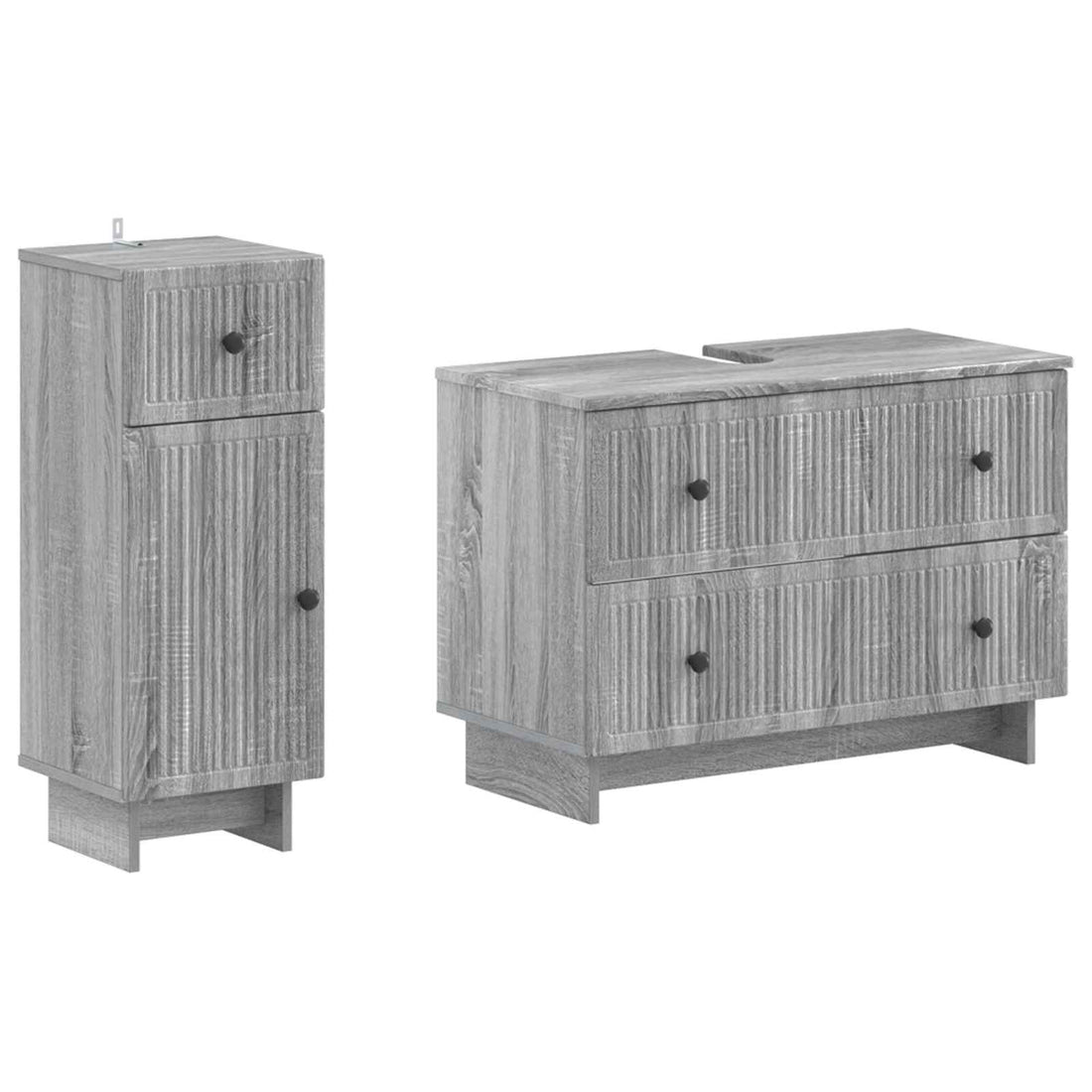 vidaXL Juego de gabinete de baño de 2 piezas EDE Sonoma gris