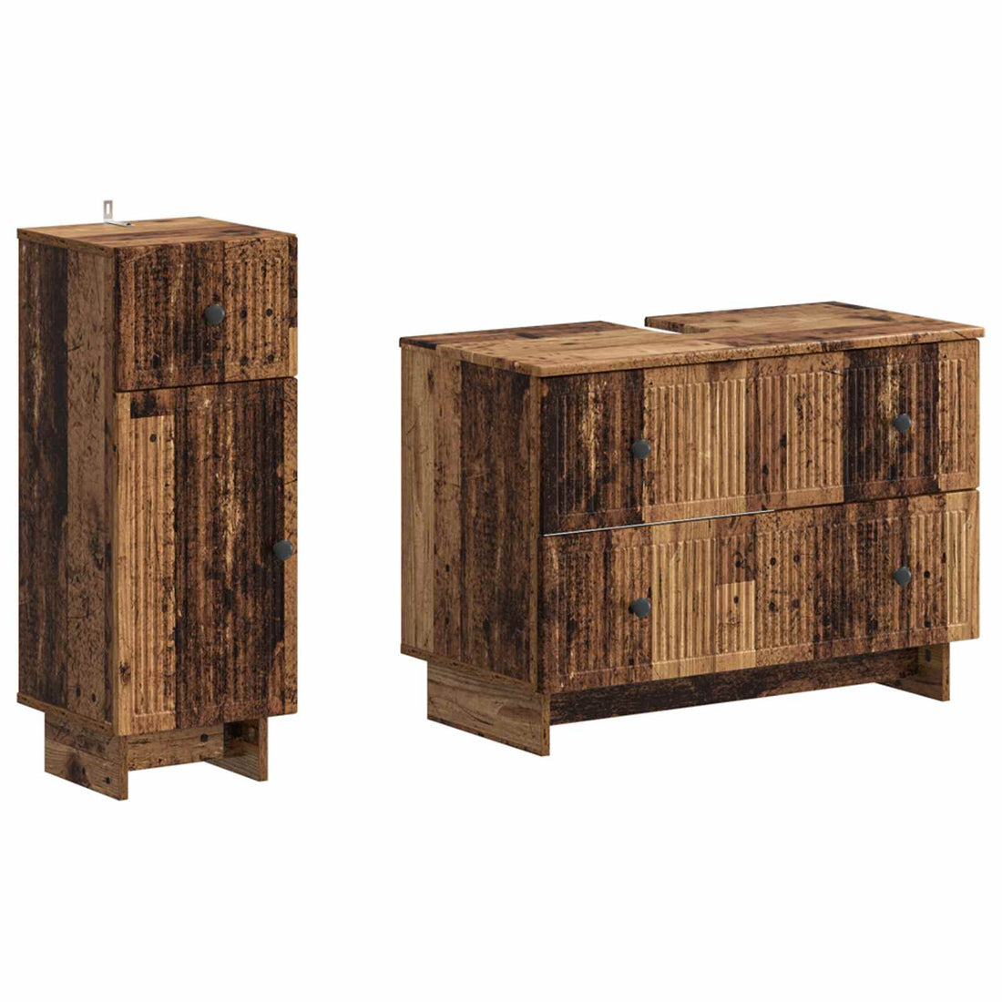 vidaXL Juego de gabinete de baño de 2 piezas EDE Madera envejecida