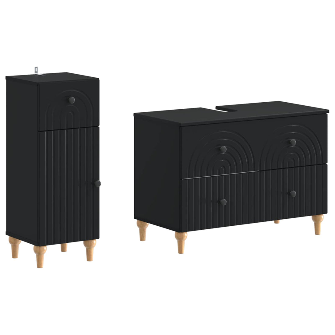 vidaXL Juego de gabinete de baño de 2 piezas ALKMAAR Negro