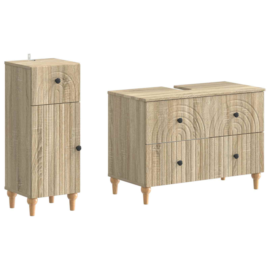 vidaXL Juego de gabinete de baño de 2 piezas ALKMAAR Roble Sonoma