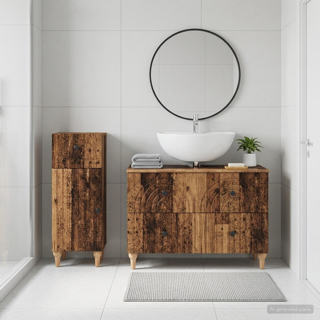 vidaXL Juego de gabinete de baño de 2 piezas ALKMAAR Madera envejecida
