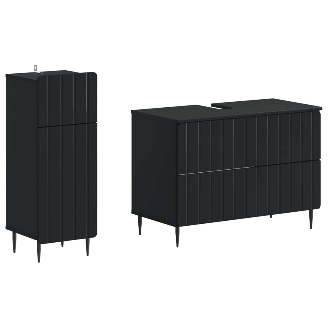 vidaXL Juego de gabinete de baño de 2 piezas ZWOLLE Negro
