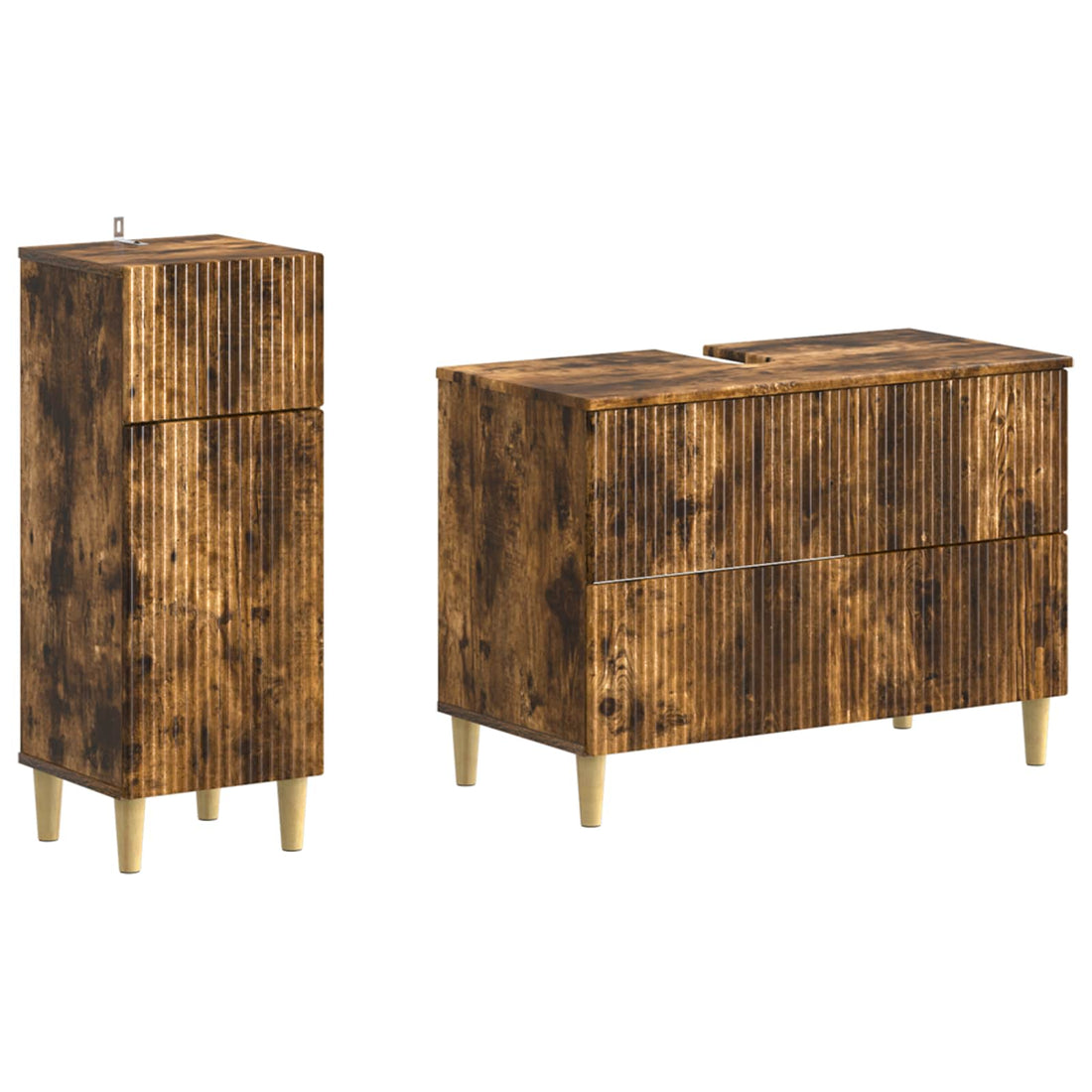 vidaXL Juego de gabinete de baño de 2 piezas ARNHEM Roble Ahumado