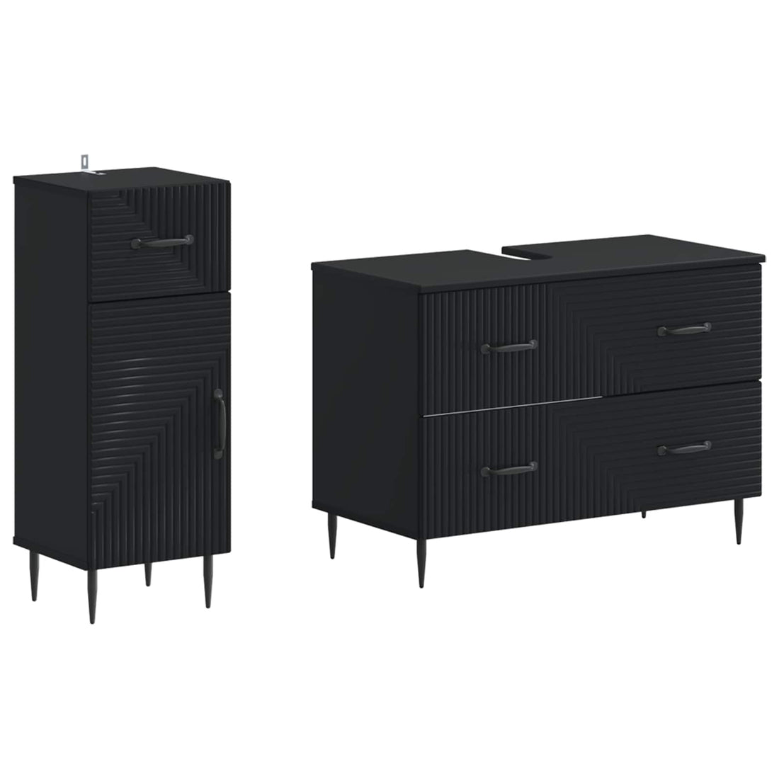 vidaXL Juego de gabinete de baño de 2 piezas HAARLEM Negro