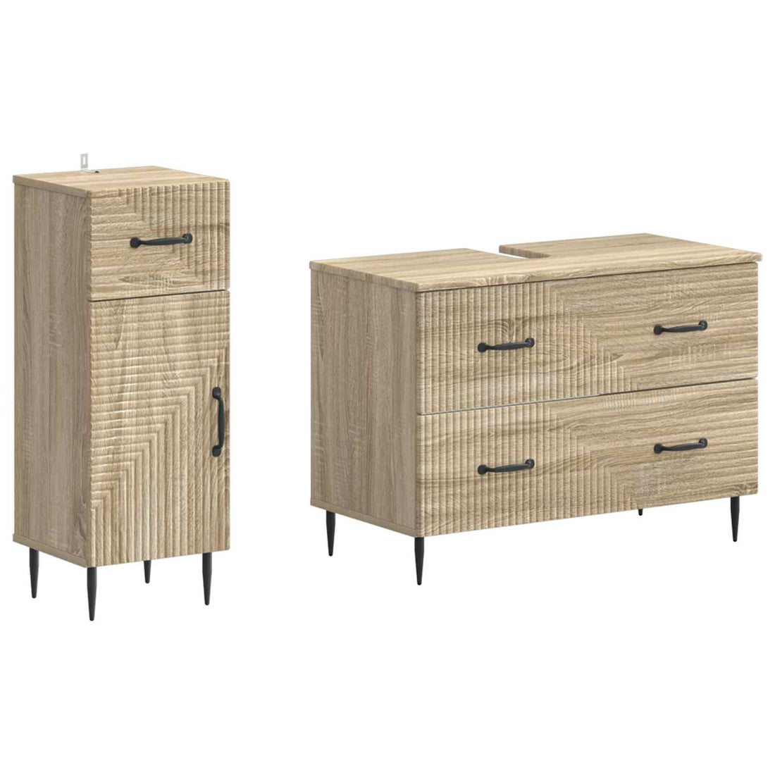 vidaXL Juego de gabinete de baño de 2 piezas HAARLEM Roble Sonoma