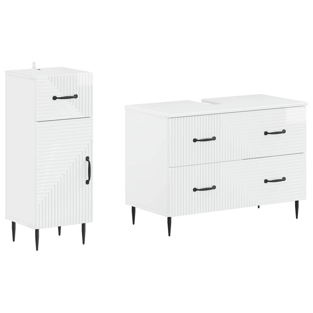 vidaXL Juego de gabinete de baño de 2 piezas HAARLEM Blanco Brillante