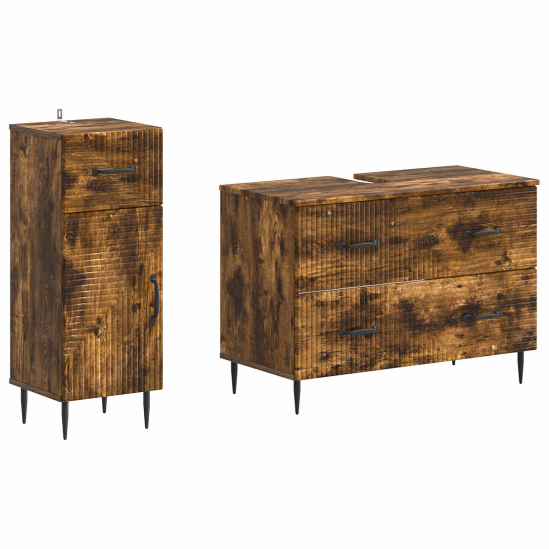 vidaXL Juego de gabinete de baño de 2 piezas HAARLEM Roble Ahumado