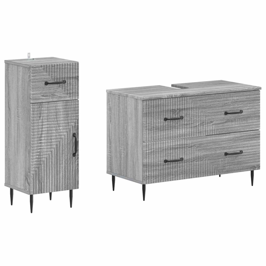 vidaXL Juego de gabinete de baño de 2 piezas HAARLEM Sonoma gris