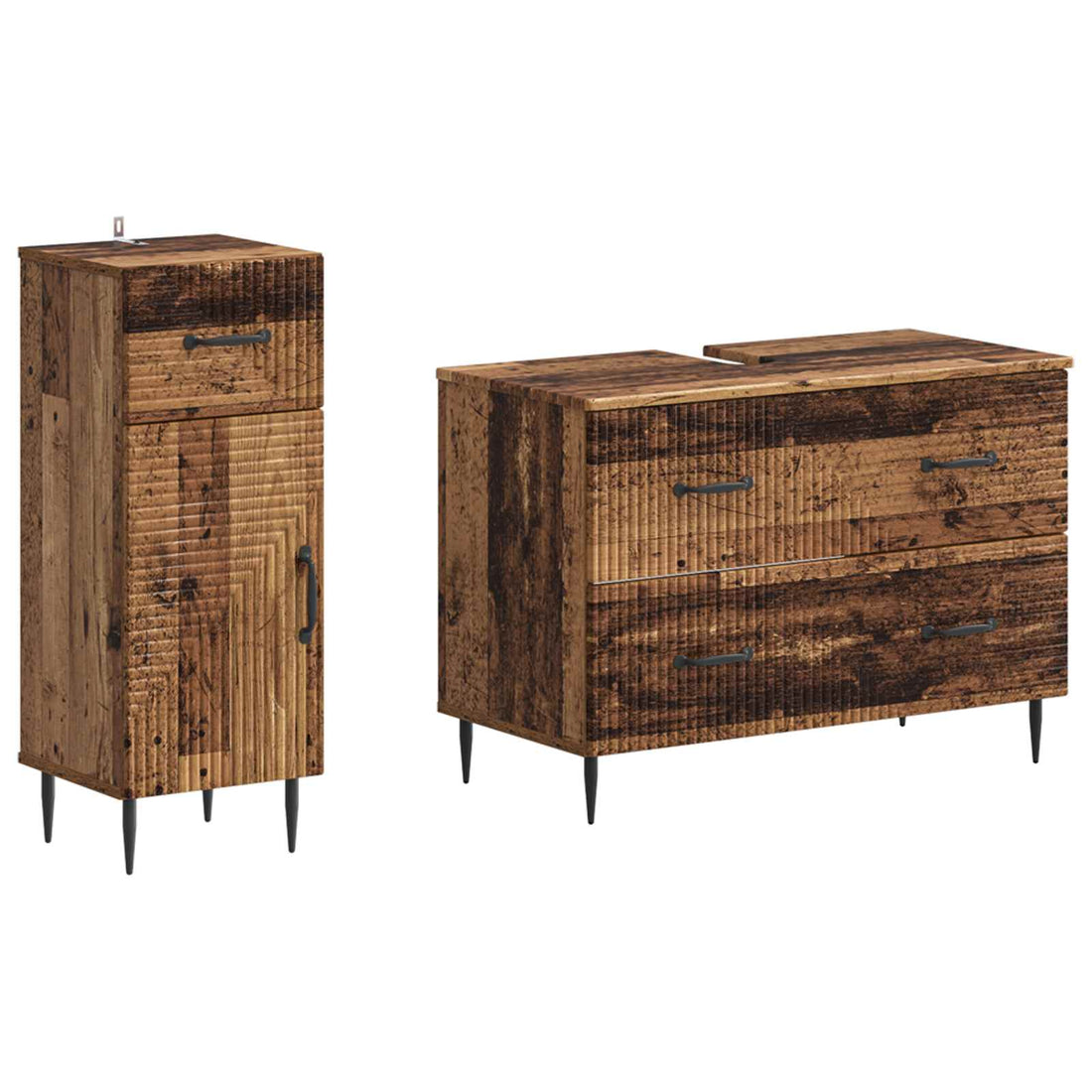 vidaXL Juego de gabinete de baño de 2 piezas HAARLEM Madera envejecida