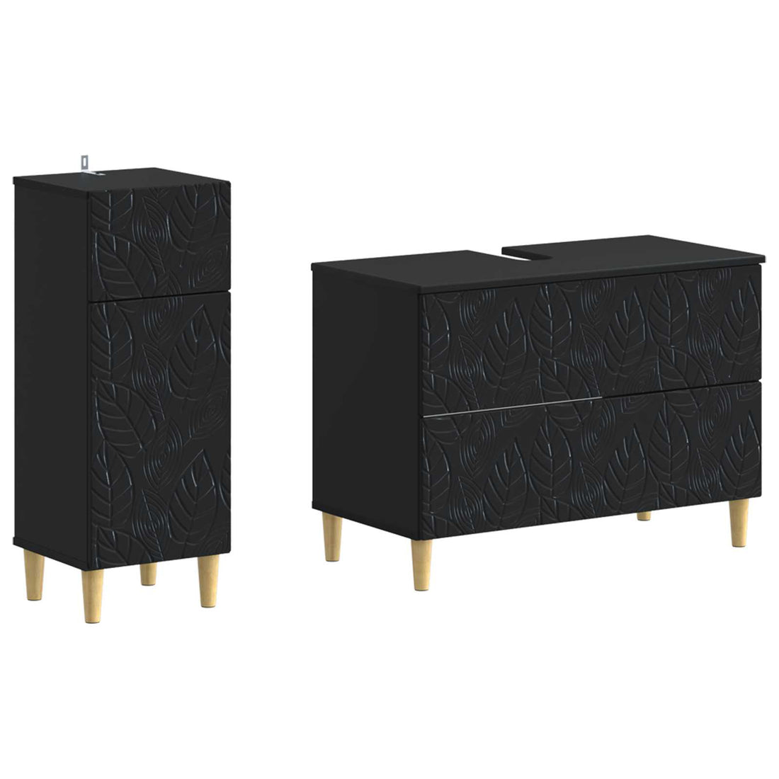 vidaXL Juego de gabinete de baño de 2 piezas DELFT Negro