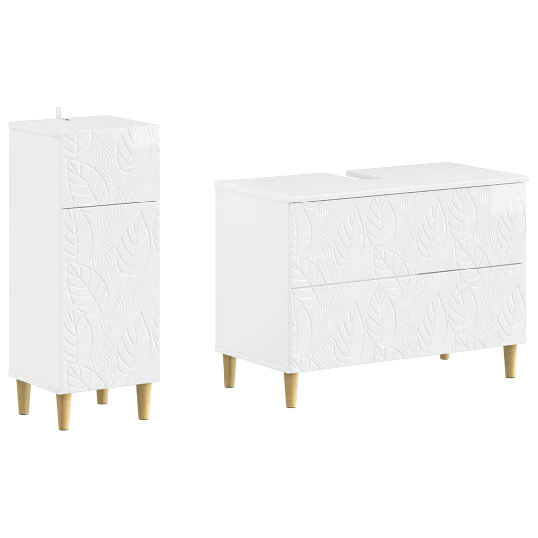 vidaXL Juego de gabinete de baño de 2 piezas DELFT Blanco Brillante