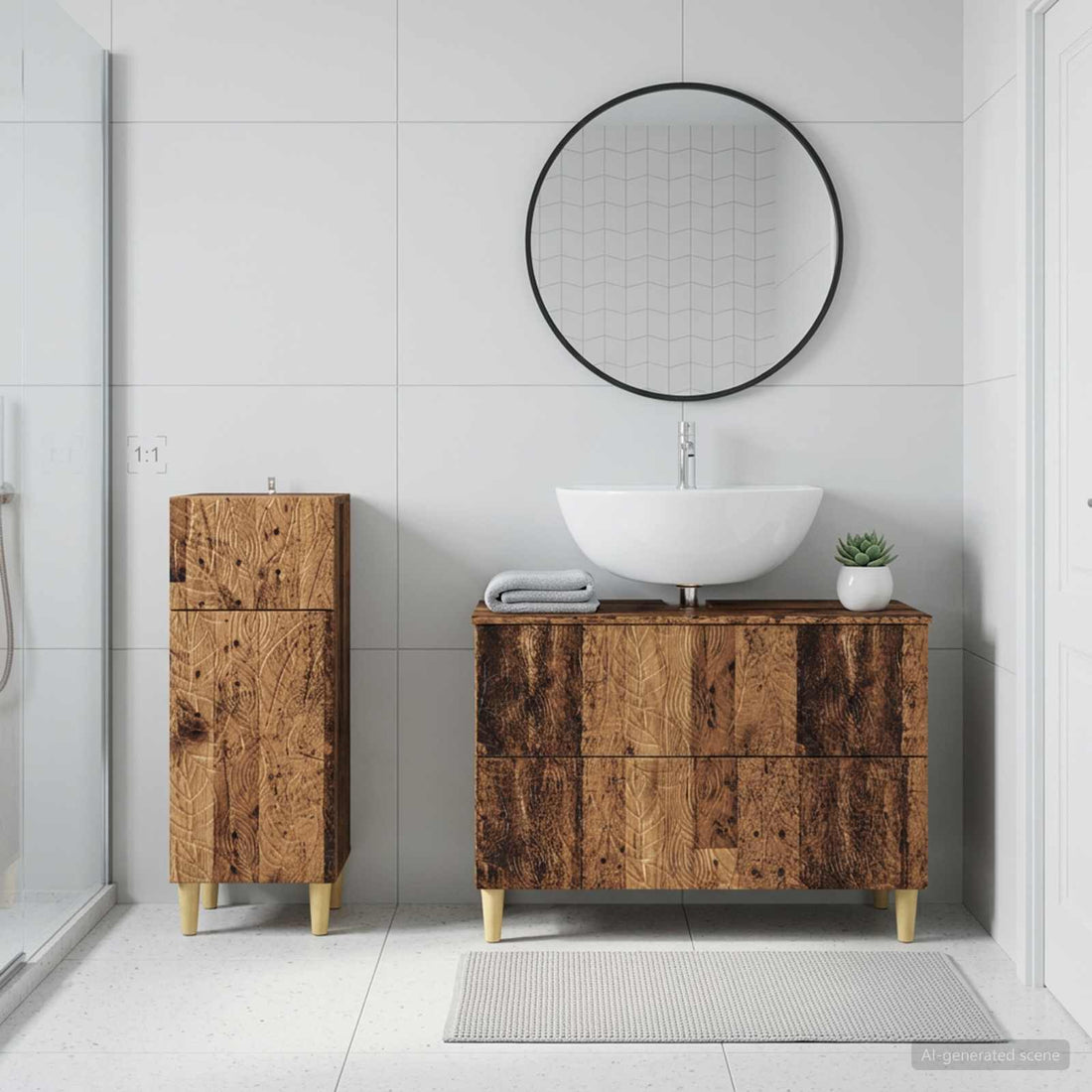 vidaXL Juego de gabinete de baño de 2 piezas DELFT Madera envejecida