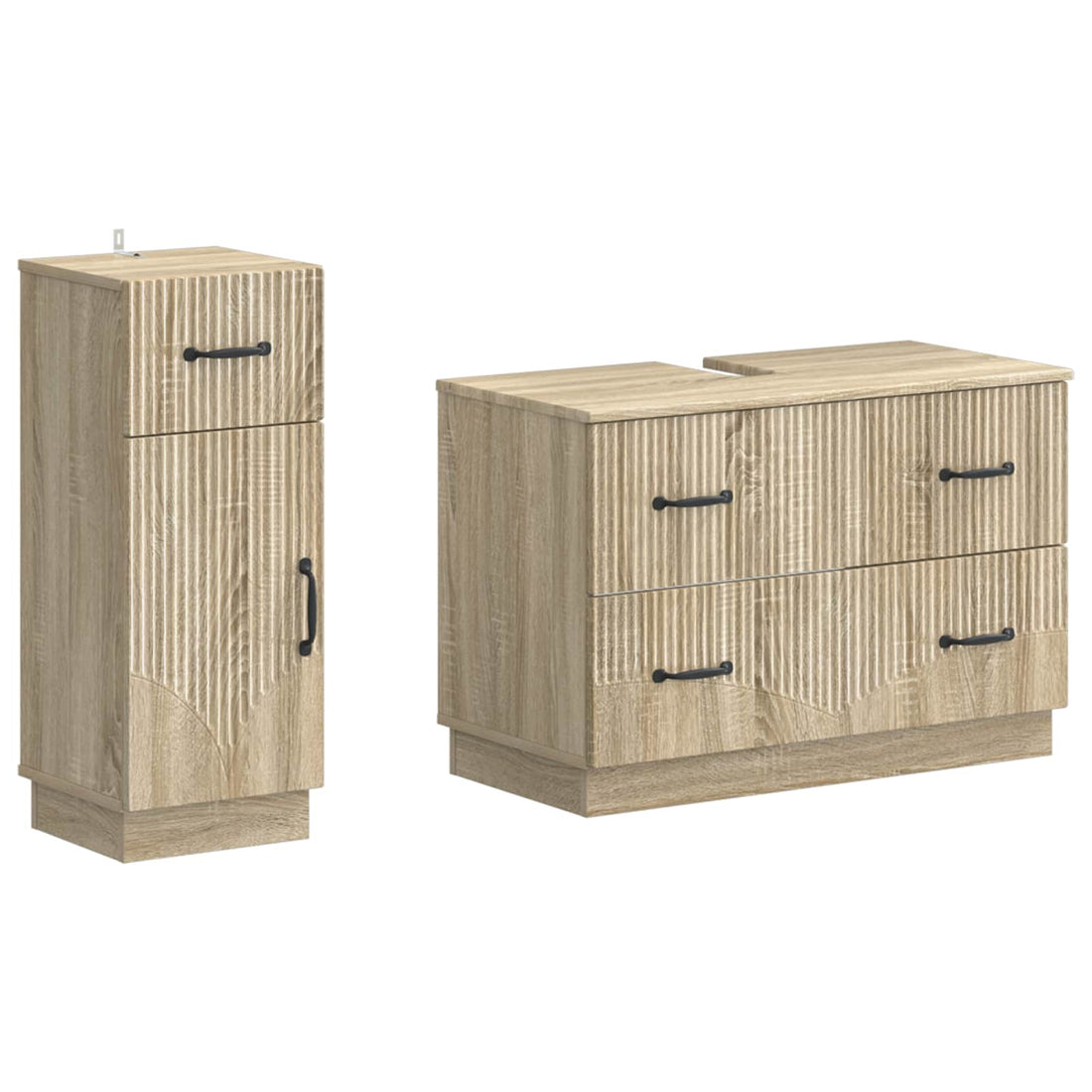 vidaXL Juego de gabinete de baño de 2 piezas HOORN Roble Sonoma