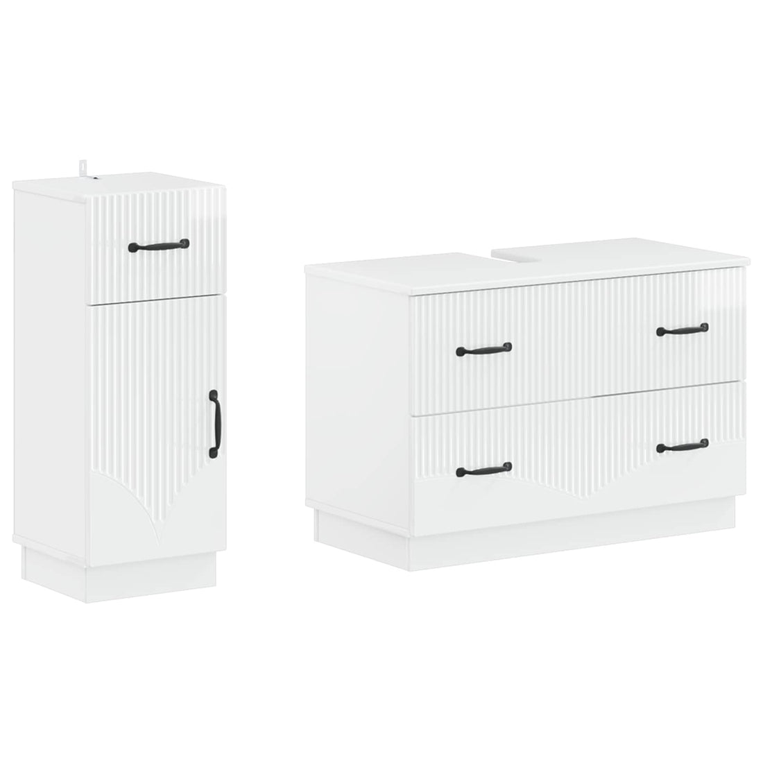 vidaXL Juego de gabinete de baño de 2 piezas HOORN Blanco Brillante