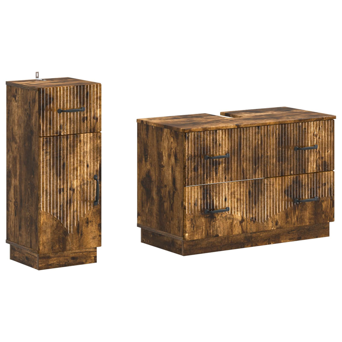 vidaXL Juego de gabinete de baño de 2 piezas HOORN Roble Ahumado