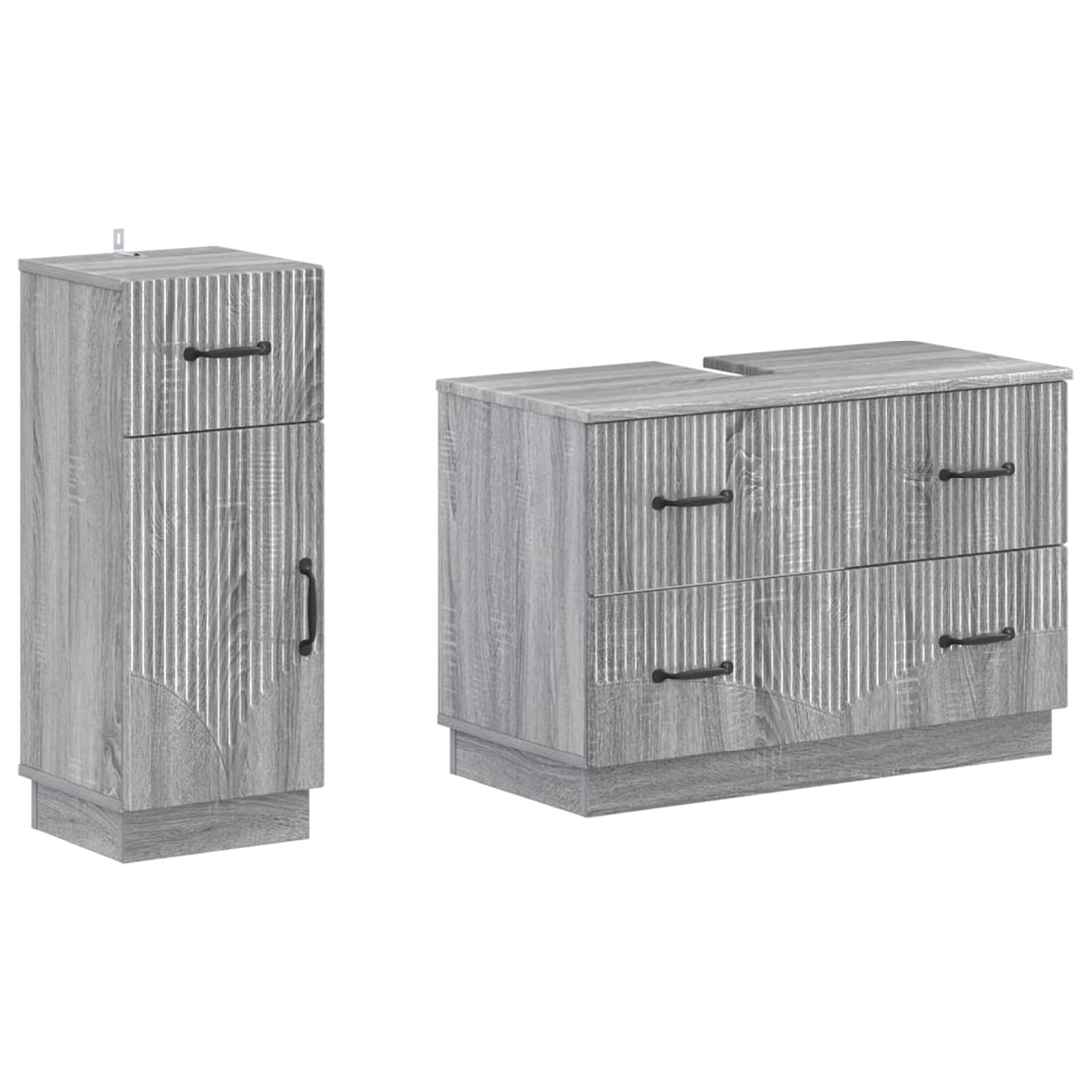vidaXL Juego de gabinete de baño de 2 piezas HOORN Sonoma gris