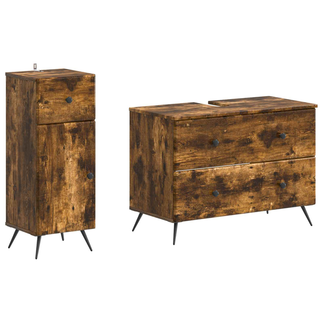 vidaXL Juego de gabinete de baño de 2 piezas BREDA Roble Ahumado