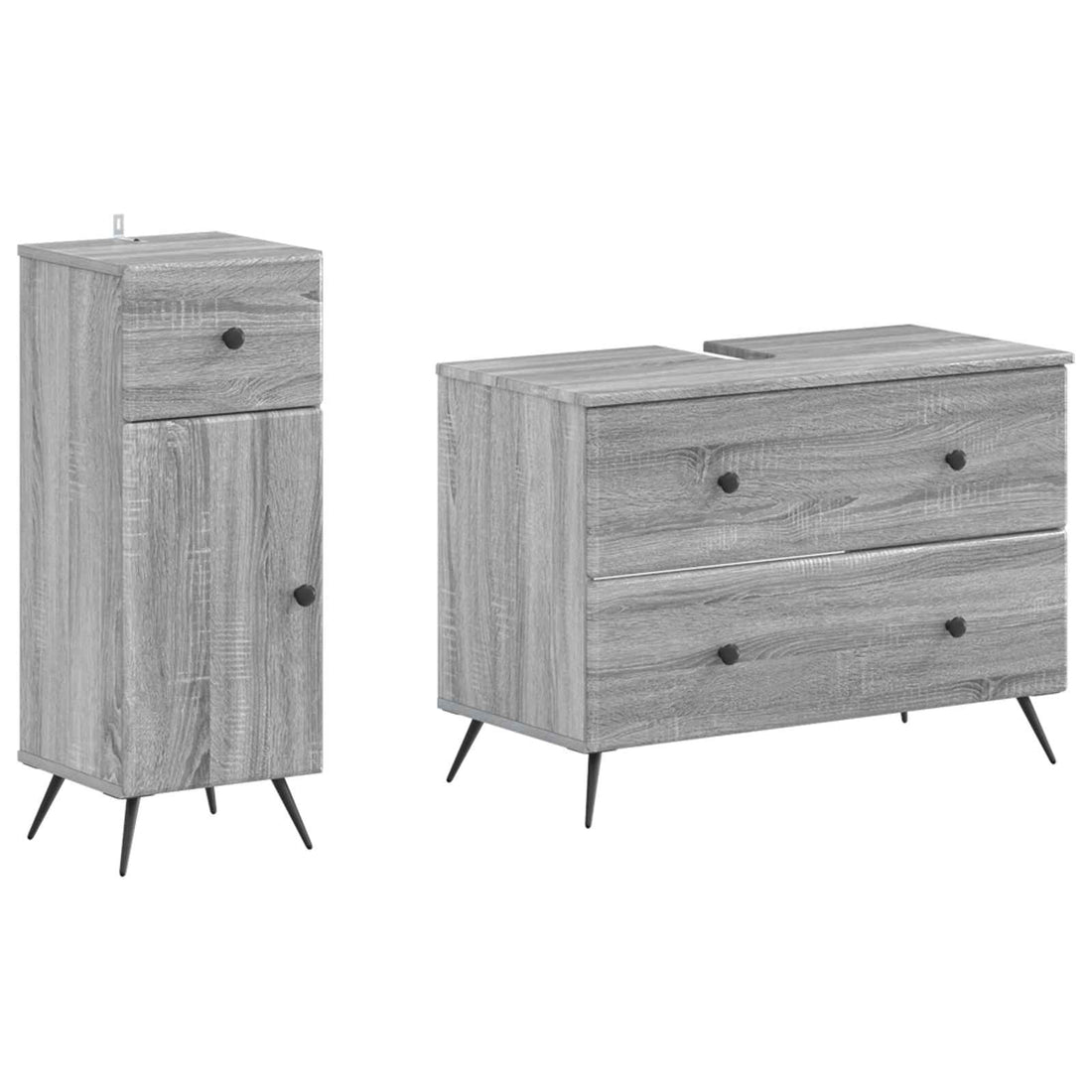 vidaXL Juego de gabinete de baño de 2 piezas BREDA Sonoma gris