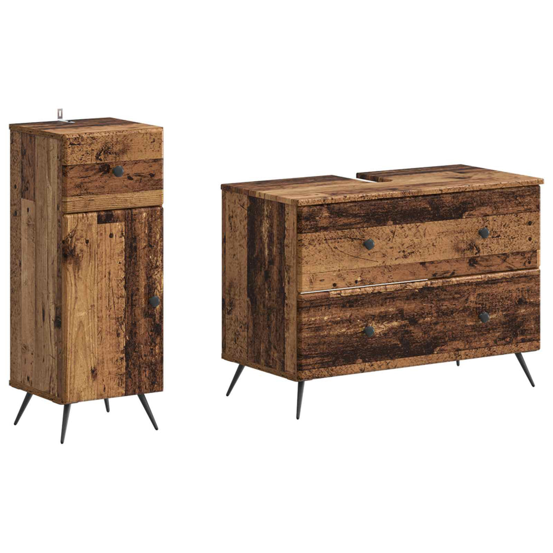 vidaXL Juego de gabinete de baño de 2 piezas BREDA Madera envejecida