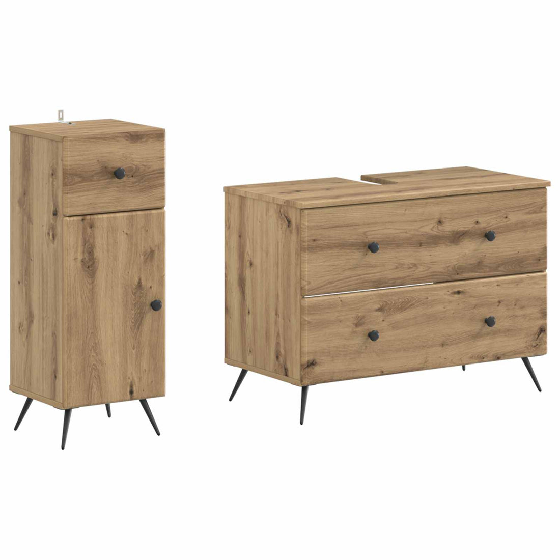 vidaXL Juego de gabinete de baño de 2 piezas BREDA Roble artisan